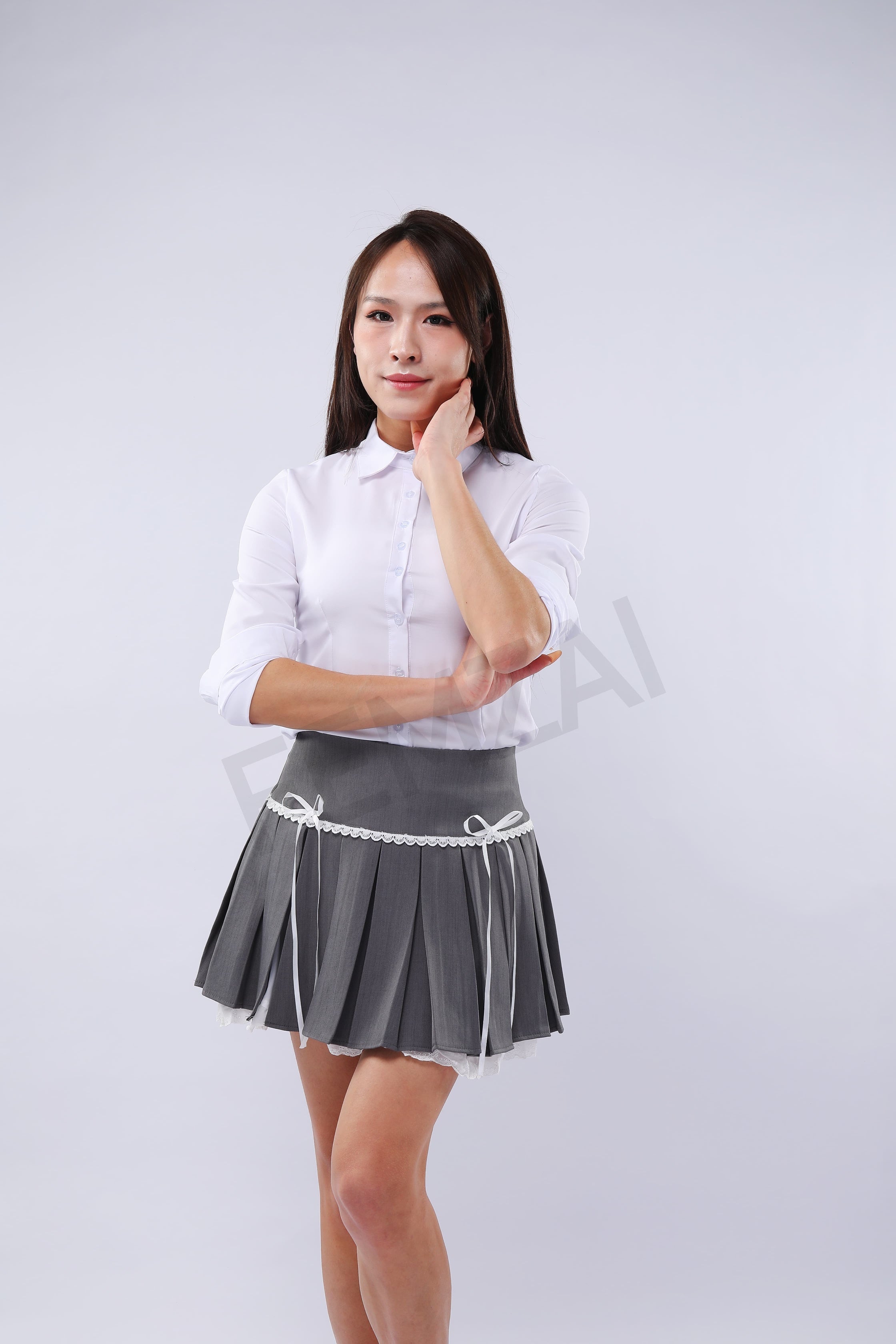 Waist-Slimming Lace Pleats Skirt