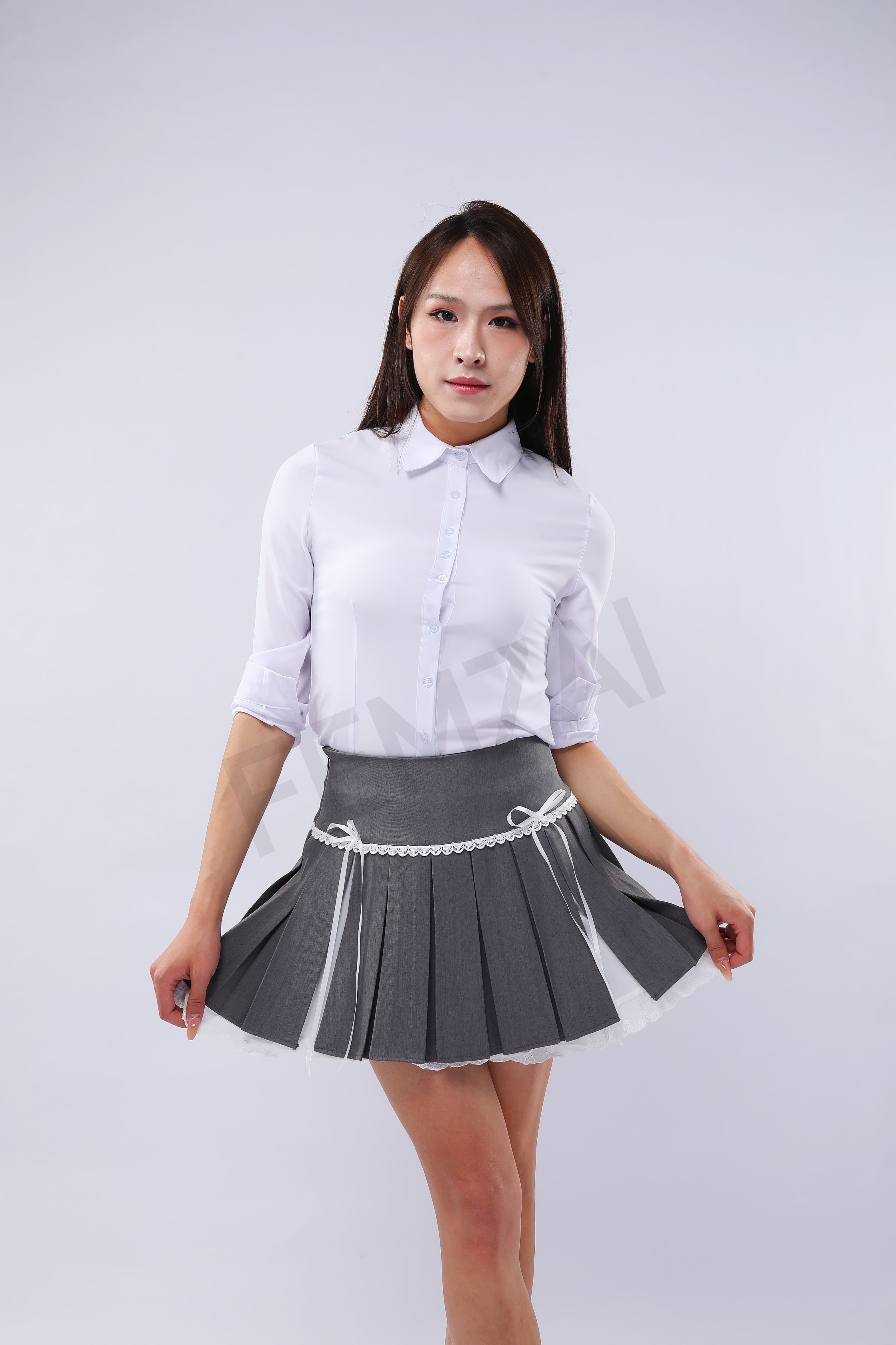 Waist-Slimming Lace Pleats Skirt