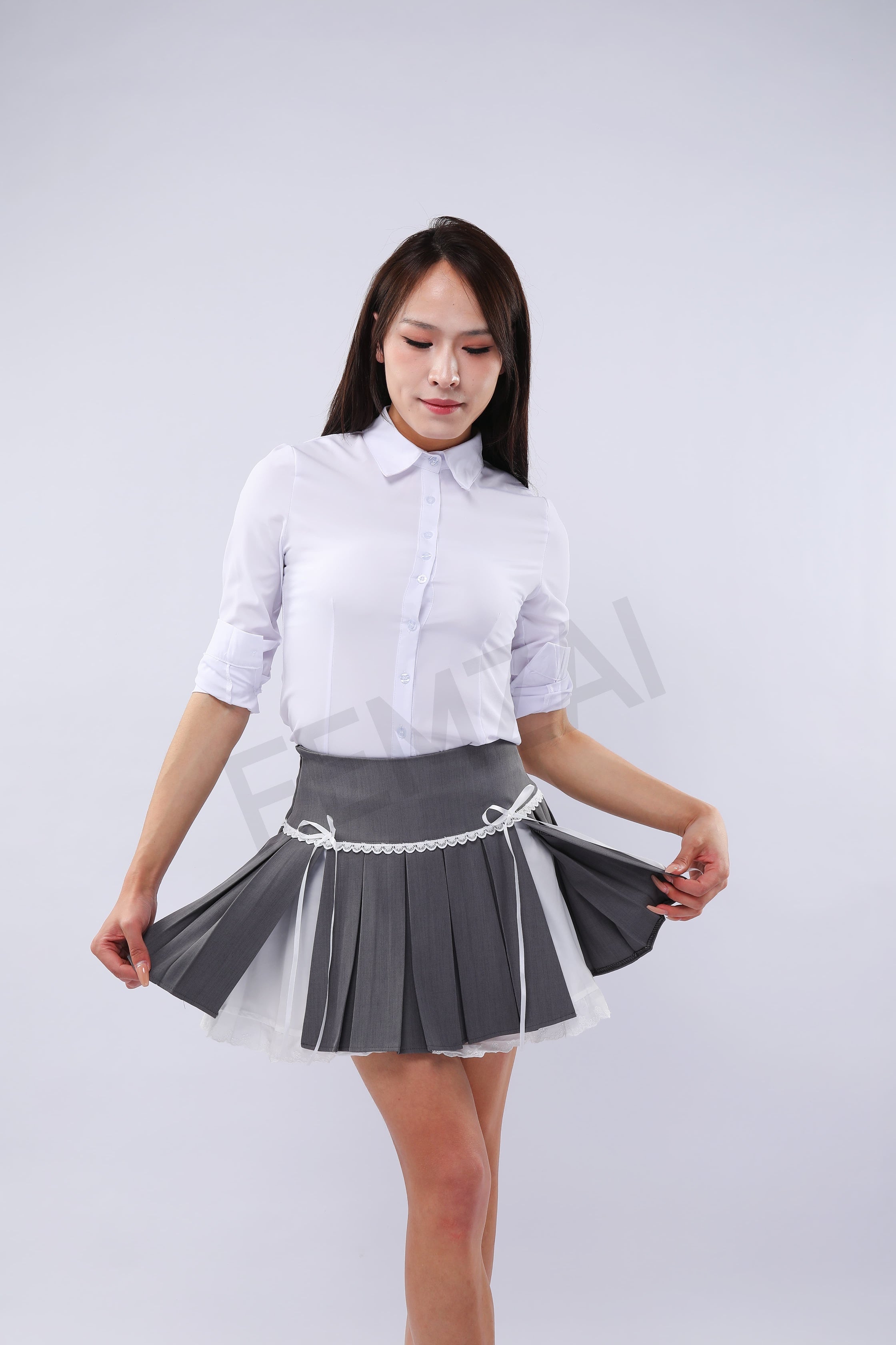 Waist-Slimming Lace Pleats Skirt