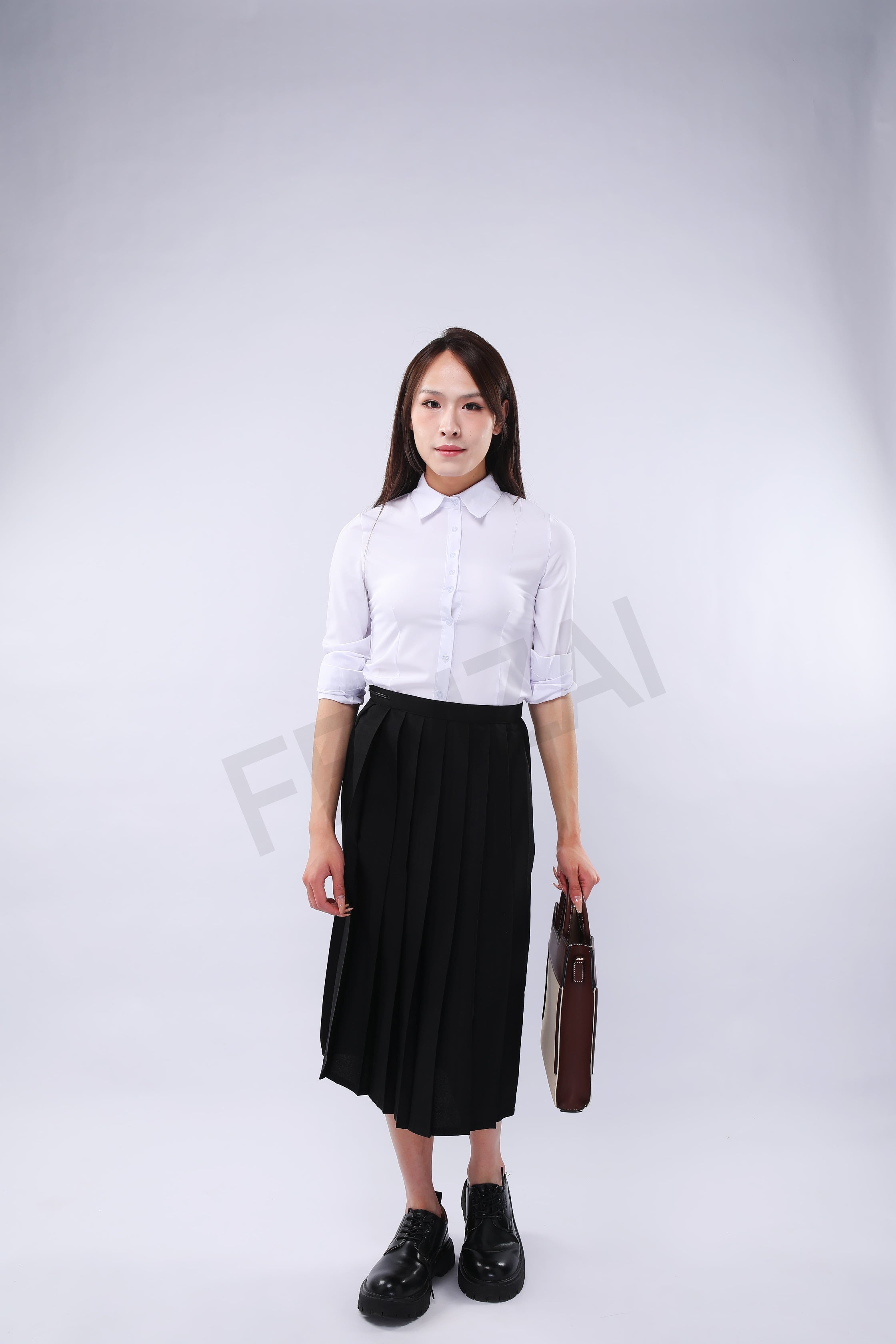 Long Pleated Skirt (Black)