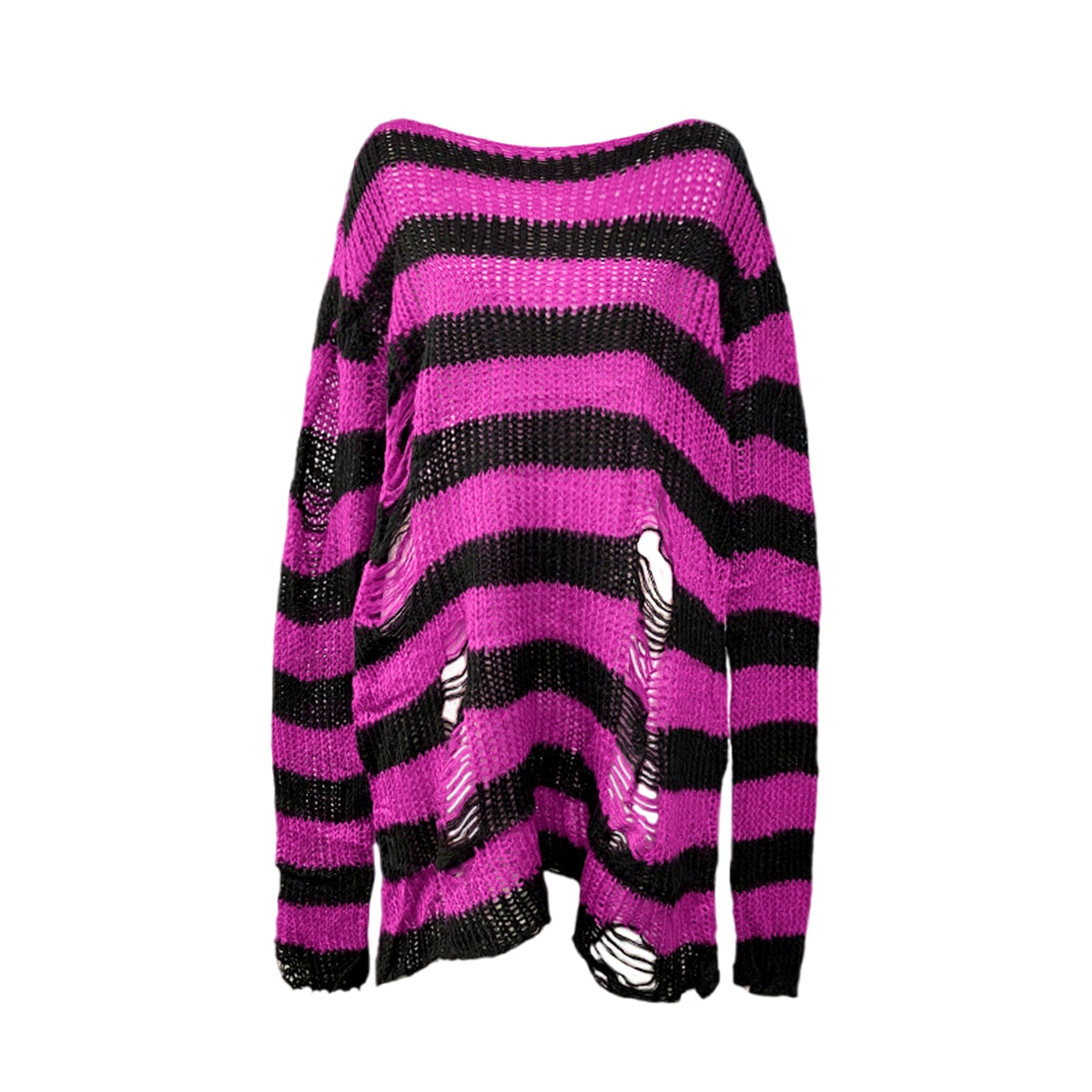 Black-Striped Loose Knitted Sweater