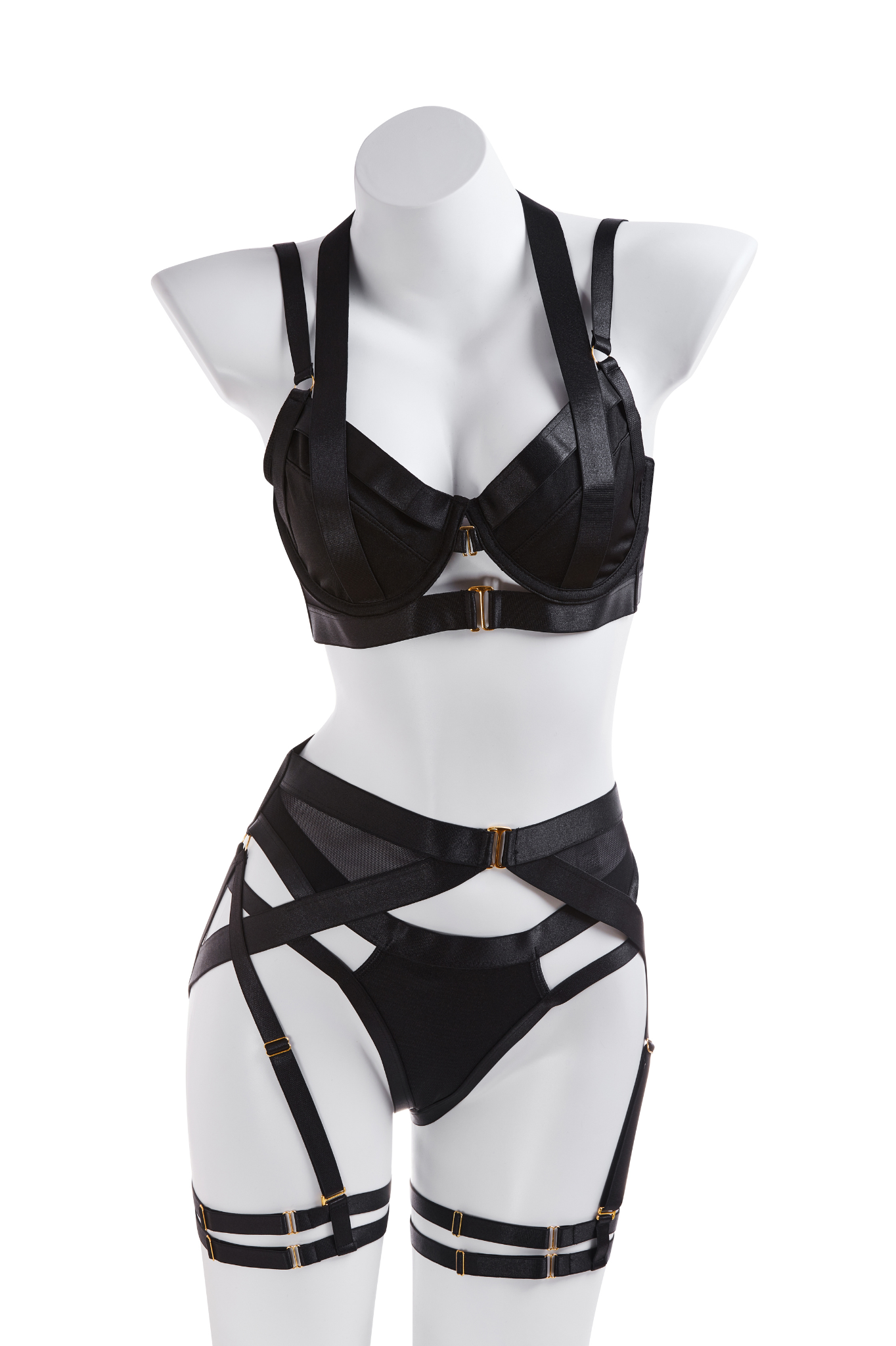 Strapped Bra, Briefs, Leg Rings Rave Lingerie Set