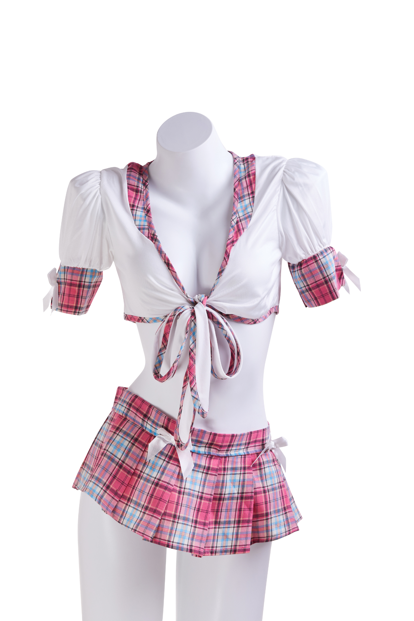 Pink Plaid Skirt Set