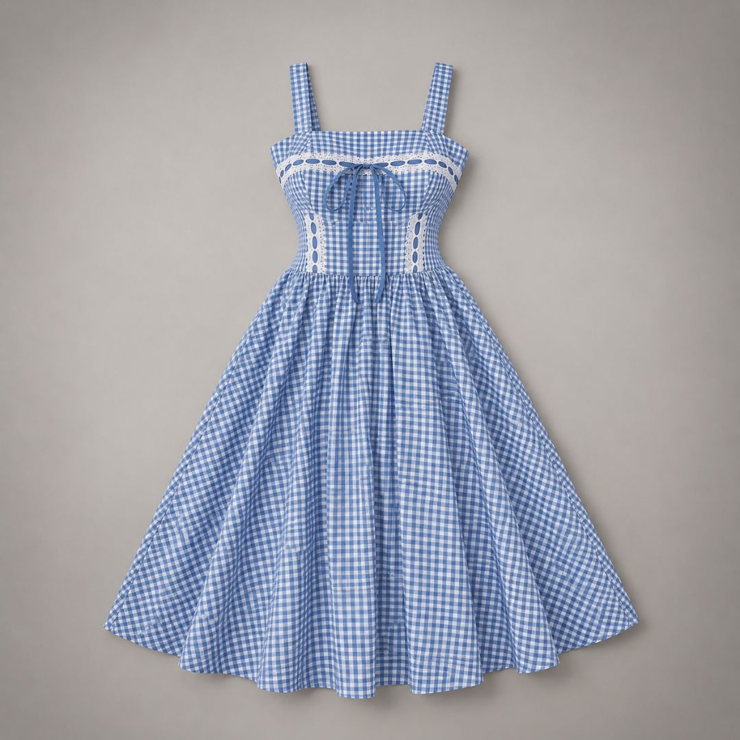 Elara Gingham Cottage Dress