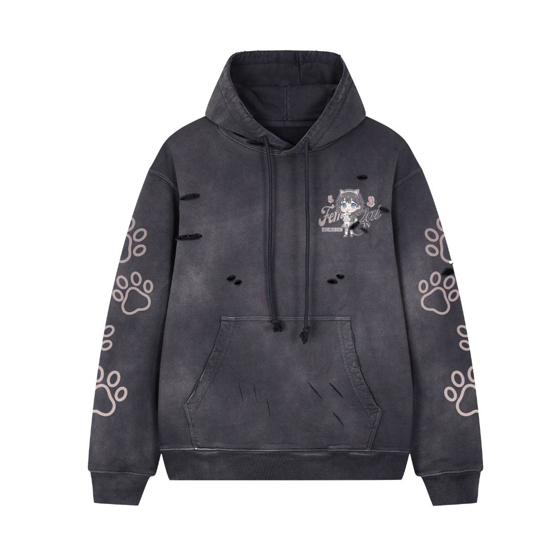 Femzai® Premium Cotton Galaxy Ripped Hoodie