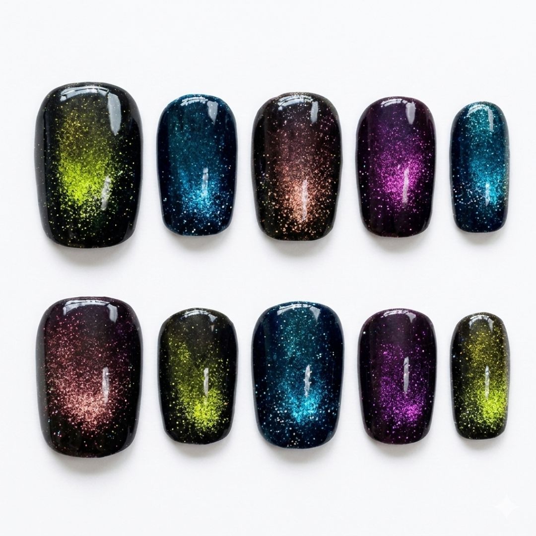 Cosmic Aura Cat-Eye Nails