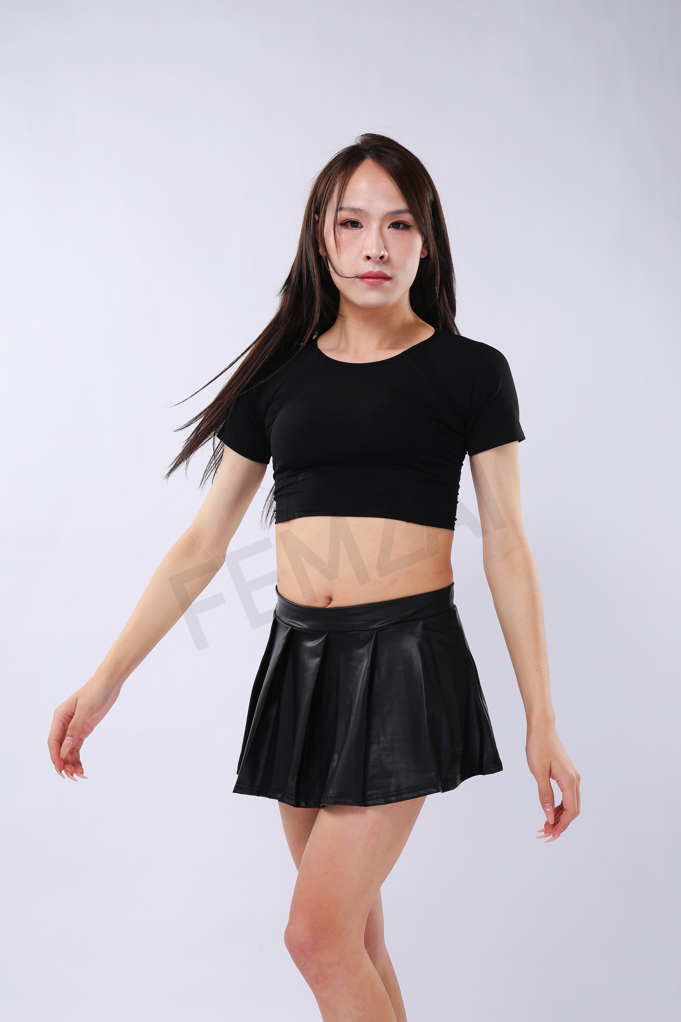 Leather Pleated Mini Skirt