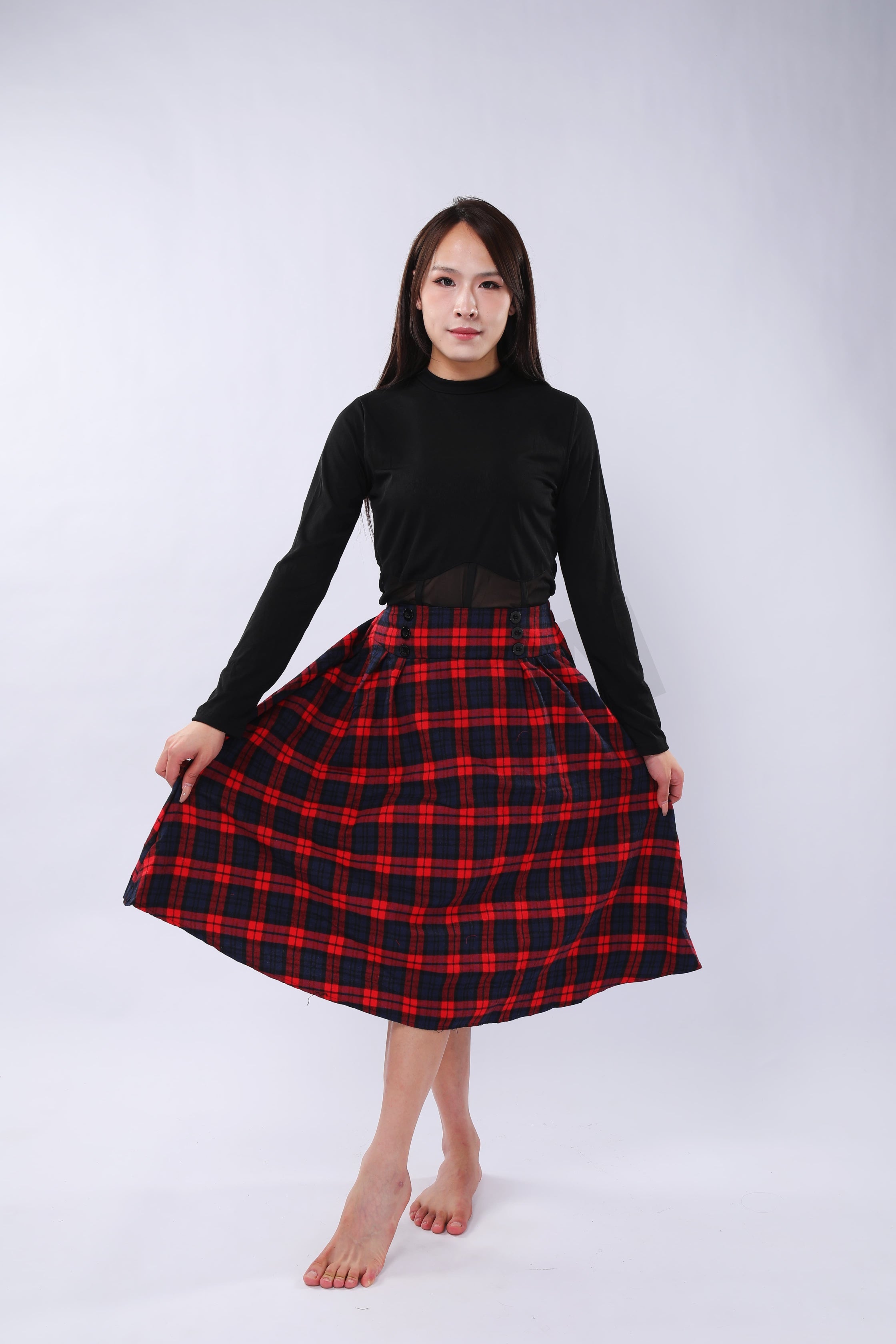 Pleated Vintage Midi Skirt