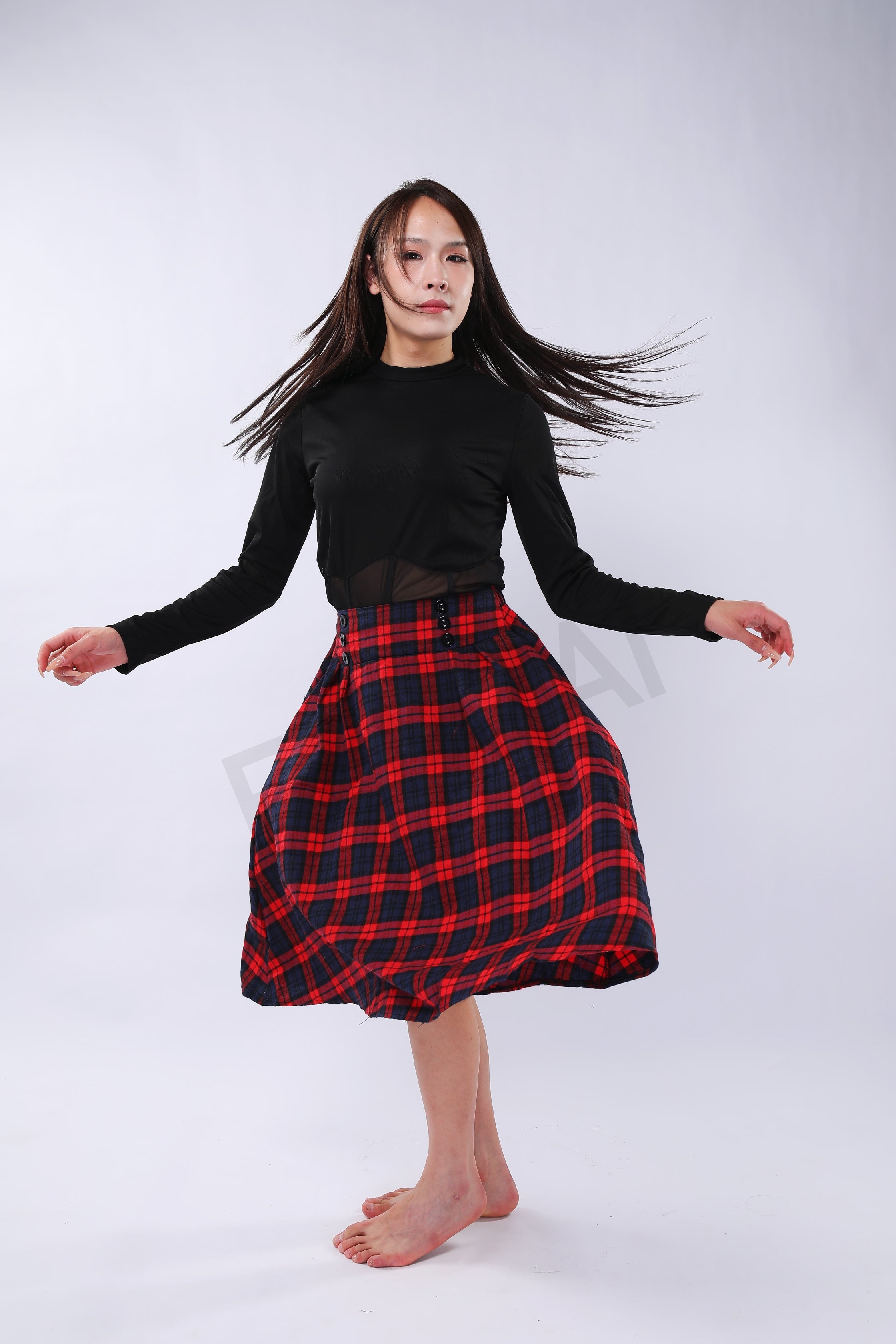 Pleated Vintage Midi Skirt