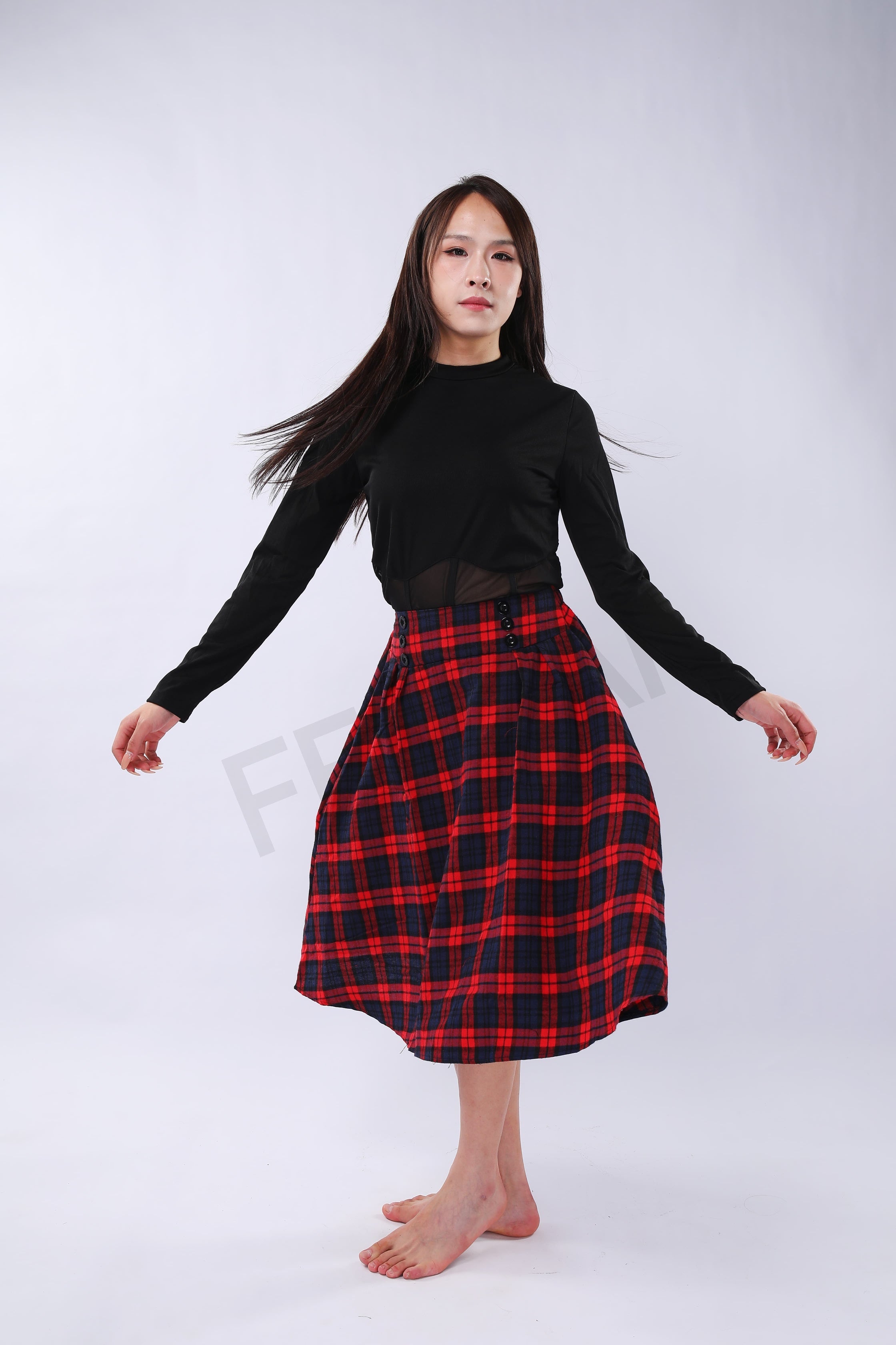 Pleated Vintage Midi Skirt