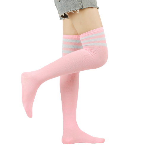 Pink Striped Thigh Highs