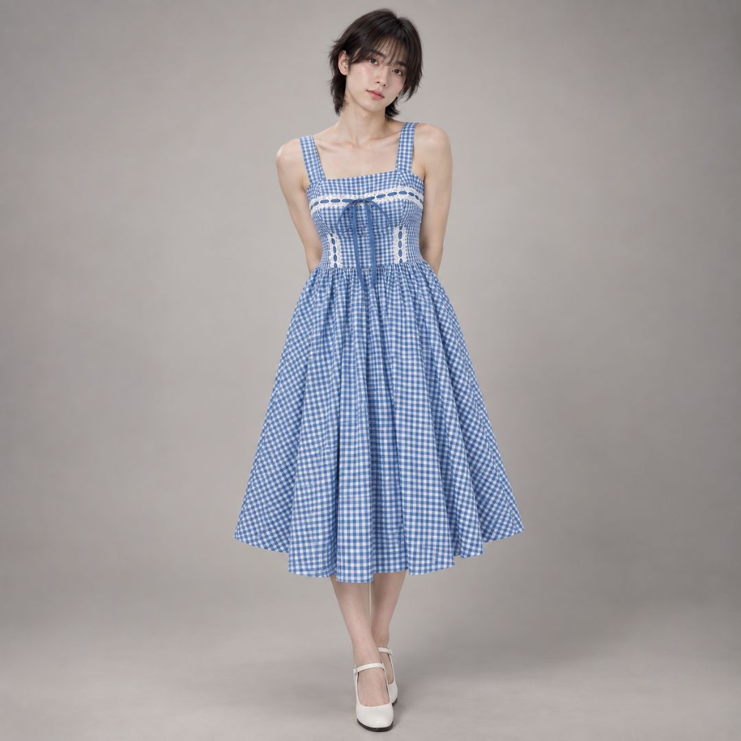 Elara Gingham Cottage Dress