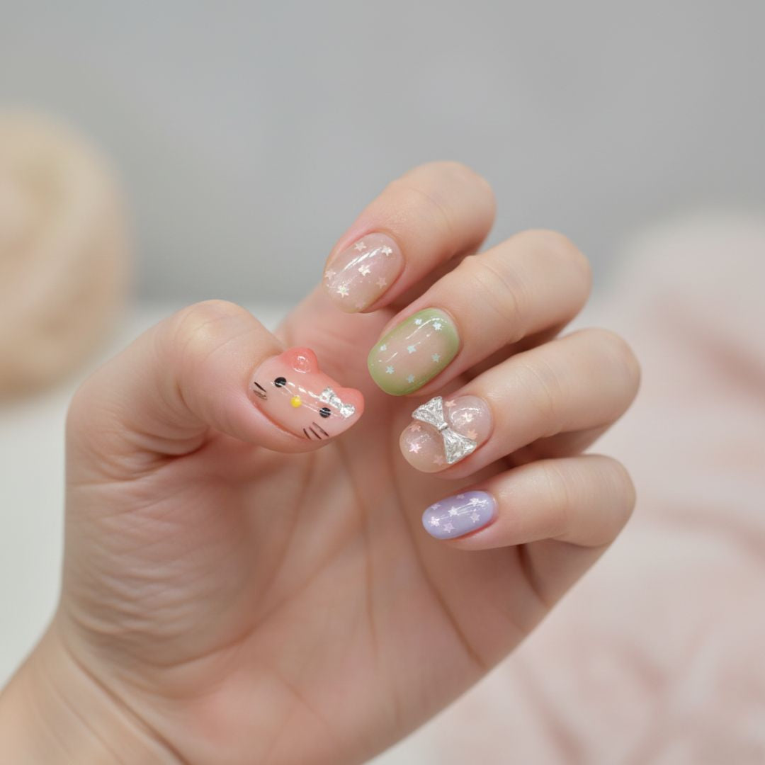 Kitty Dream Pastel Nails