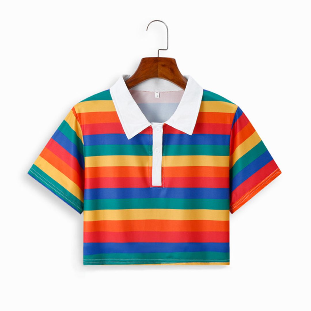Rainbow Pop Polo Crop Top