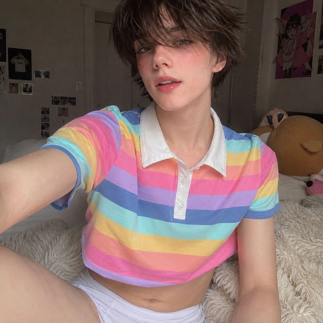 Rainbow Pop Polo Crop Top