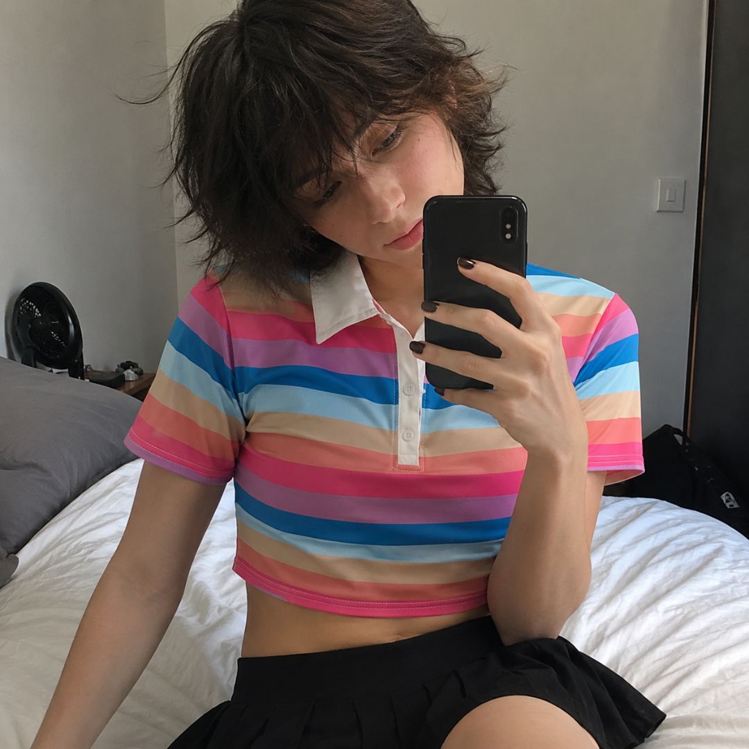 Rainbow Pop Polo Crop Top