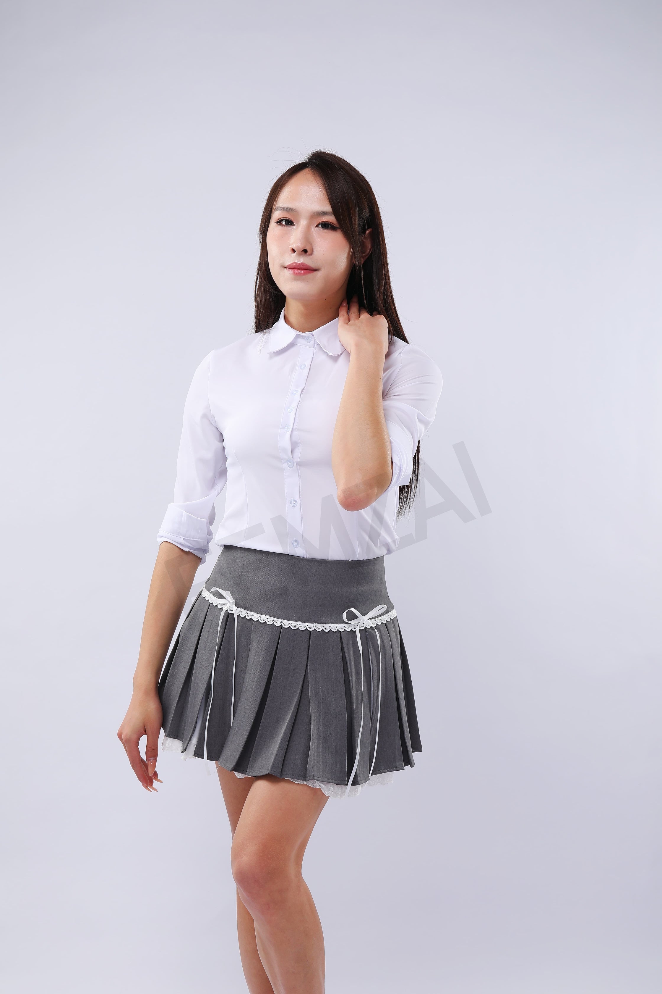 Waist-Slimming Lace Pleats Skirt
