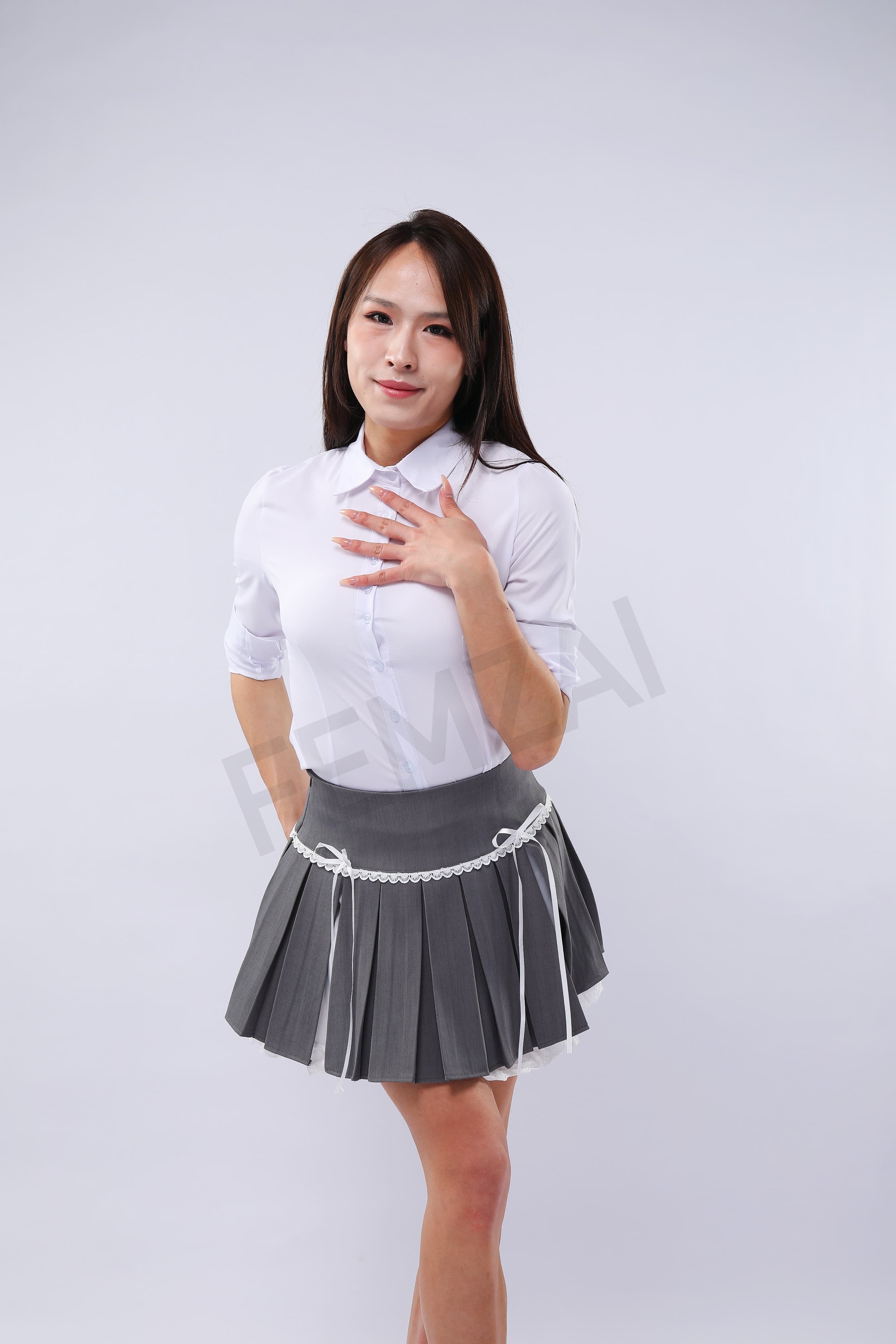 Waist-Slimming Lace Pleats Skirt