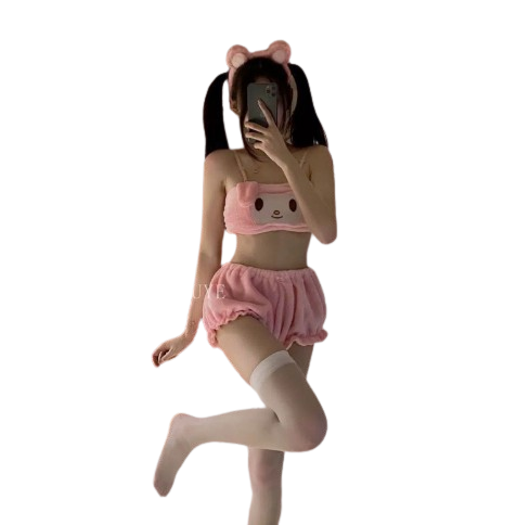 Kawaii Fur Sleepwear Set