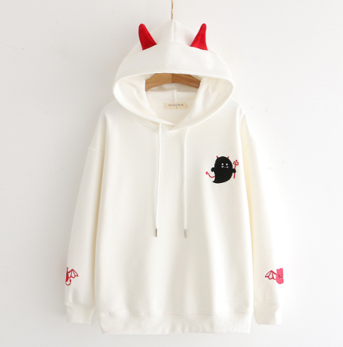 White devil horn hoodie, perfect femboy hoodie