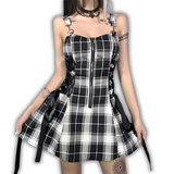 Plaid Black-Checkered Dress