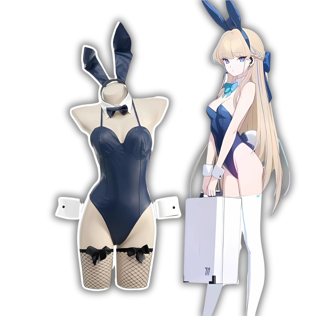 Navy Blue Bunny Girl Lingerie Set