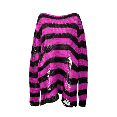 Black-Striped Loose Knitted Sweater