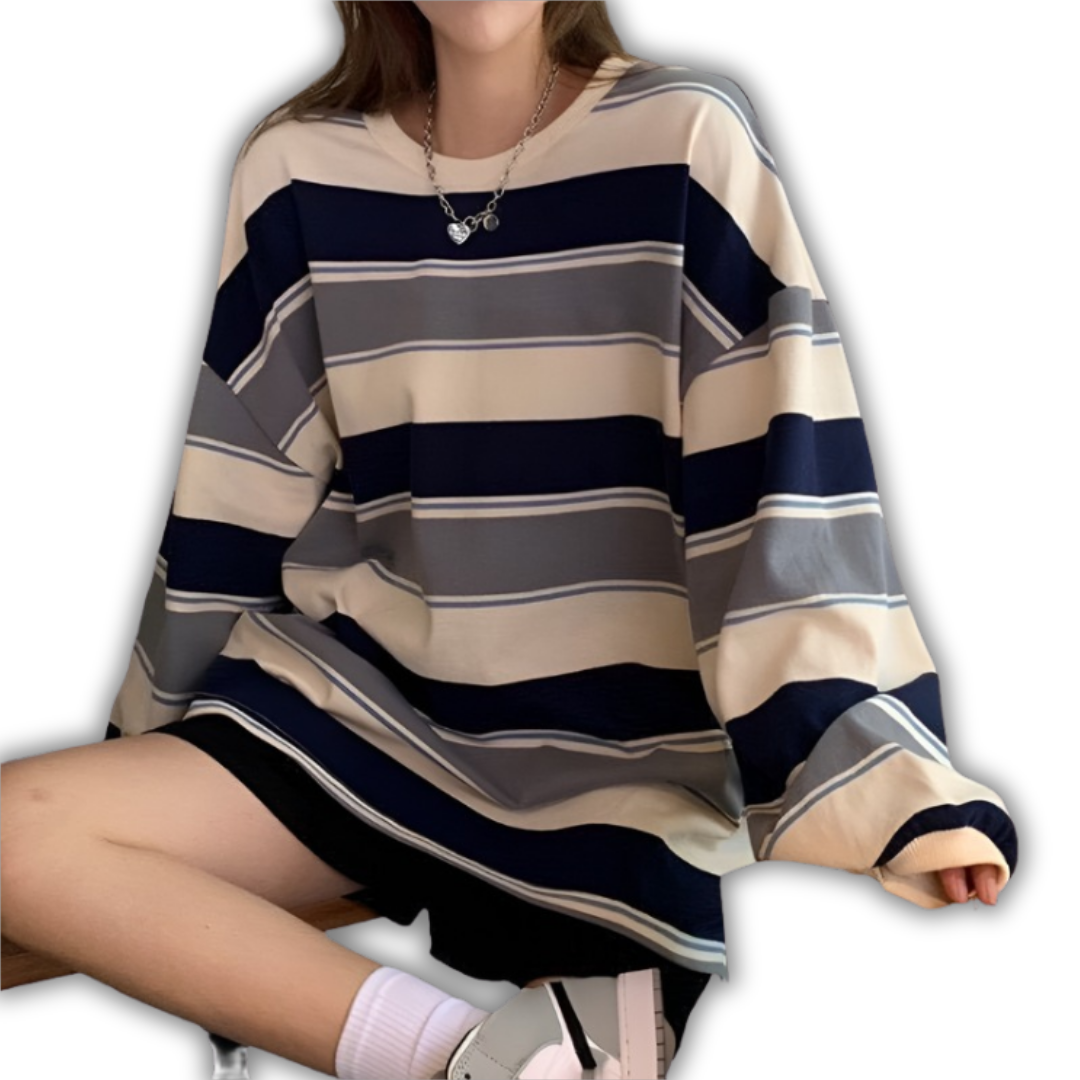 Oversized Tricolour Striped Sweatshirt