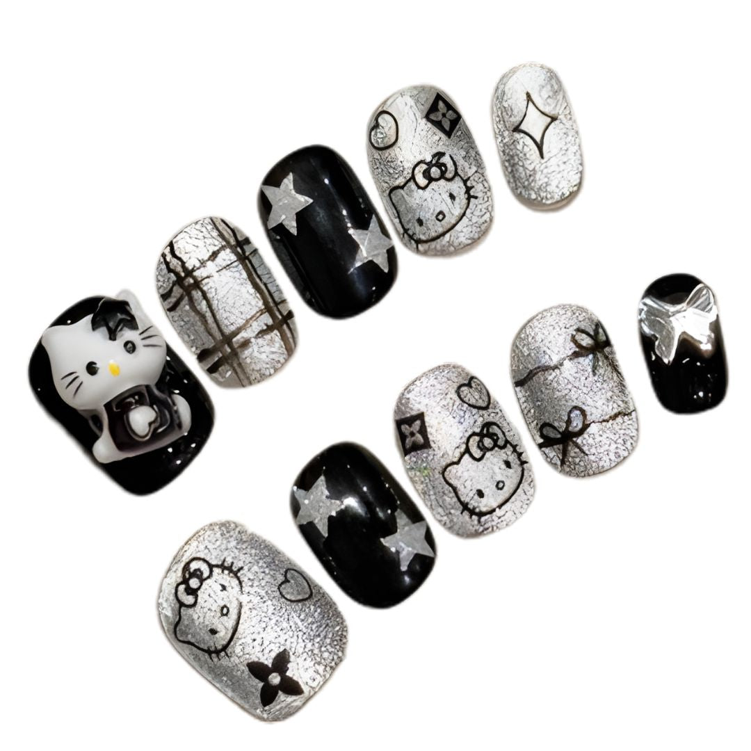 Midnight Kitty Glitter Nail