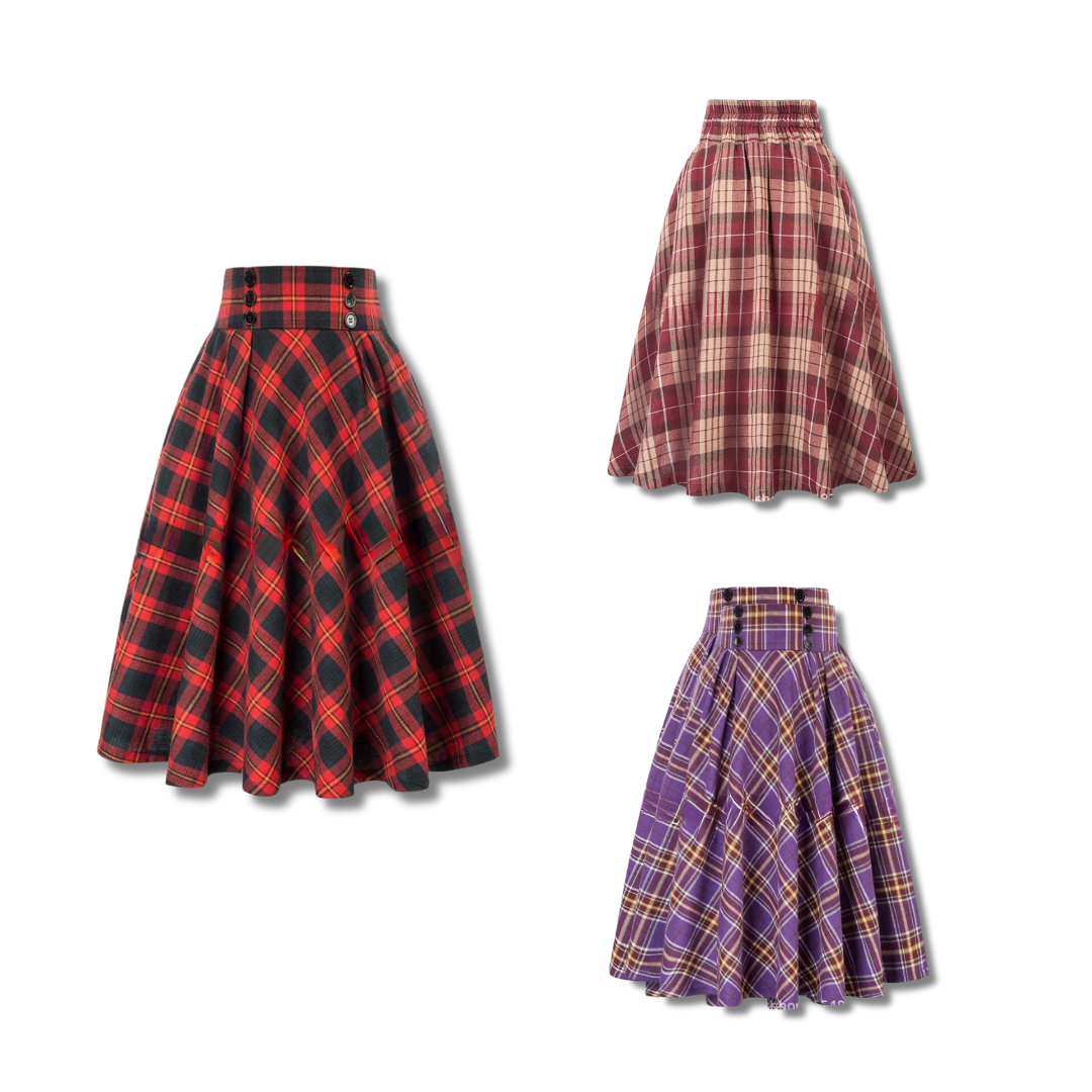 Pleated Vintage Midi Skirt