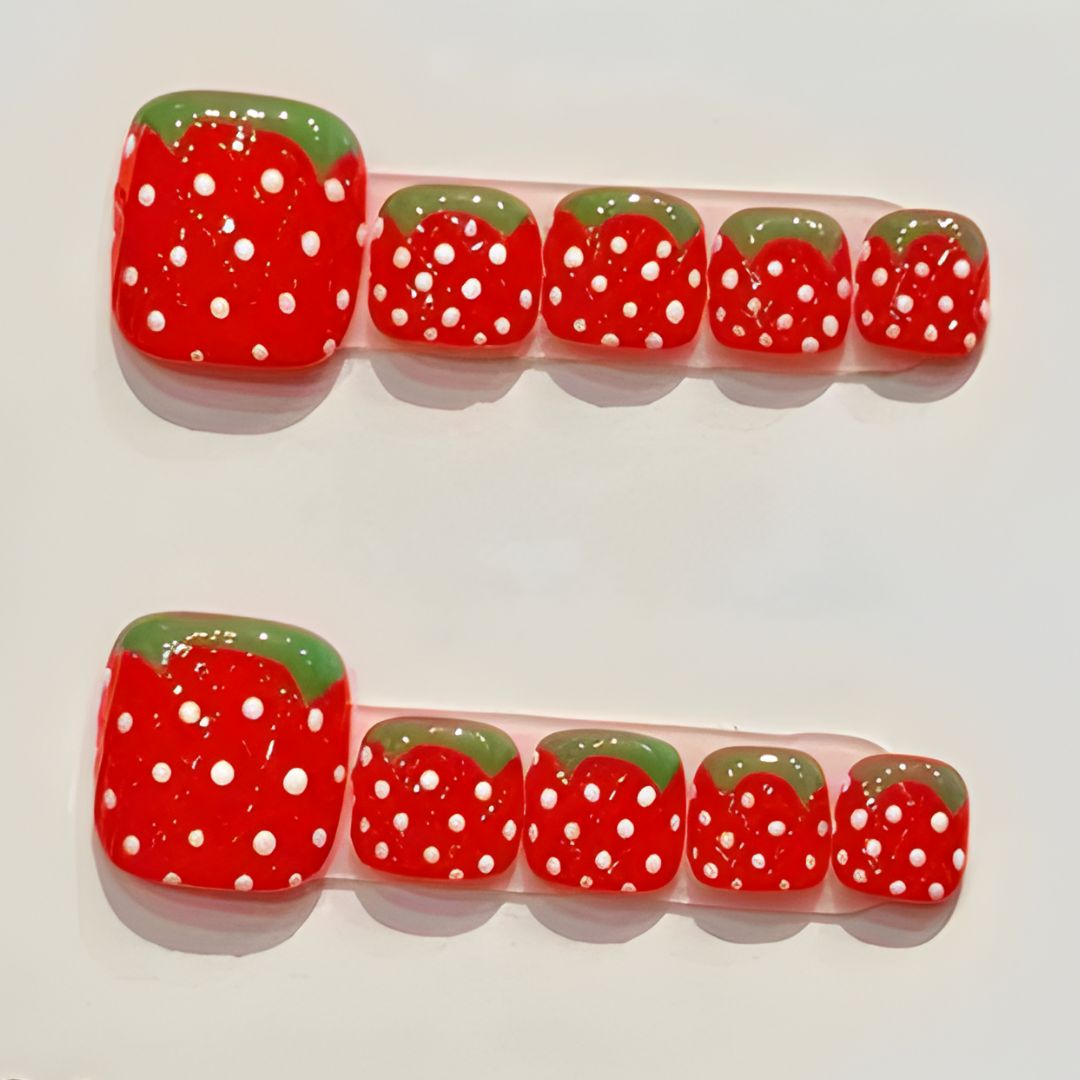 Sweet Strawberry Pop Toe Nails
