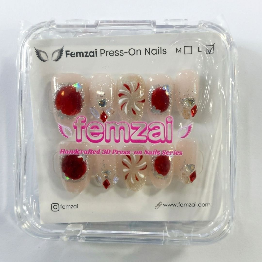 Ruby Blossom Glitter Nails