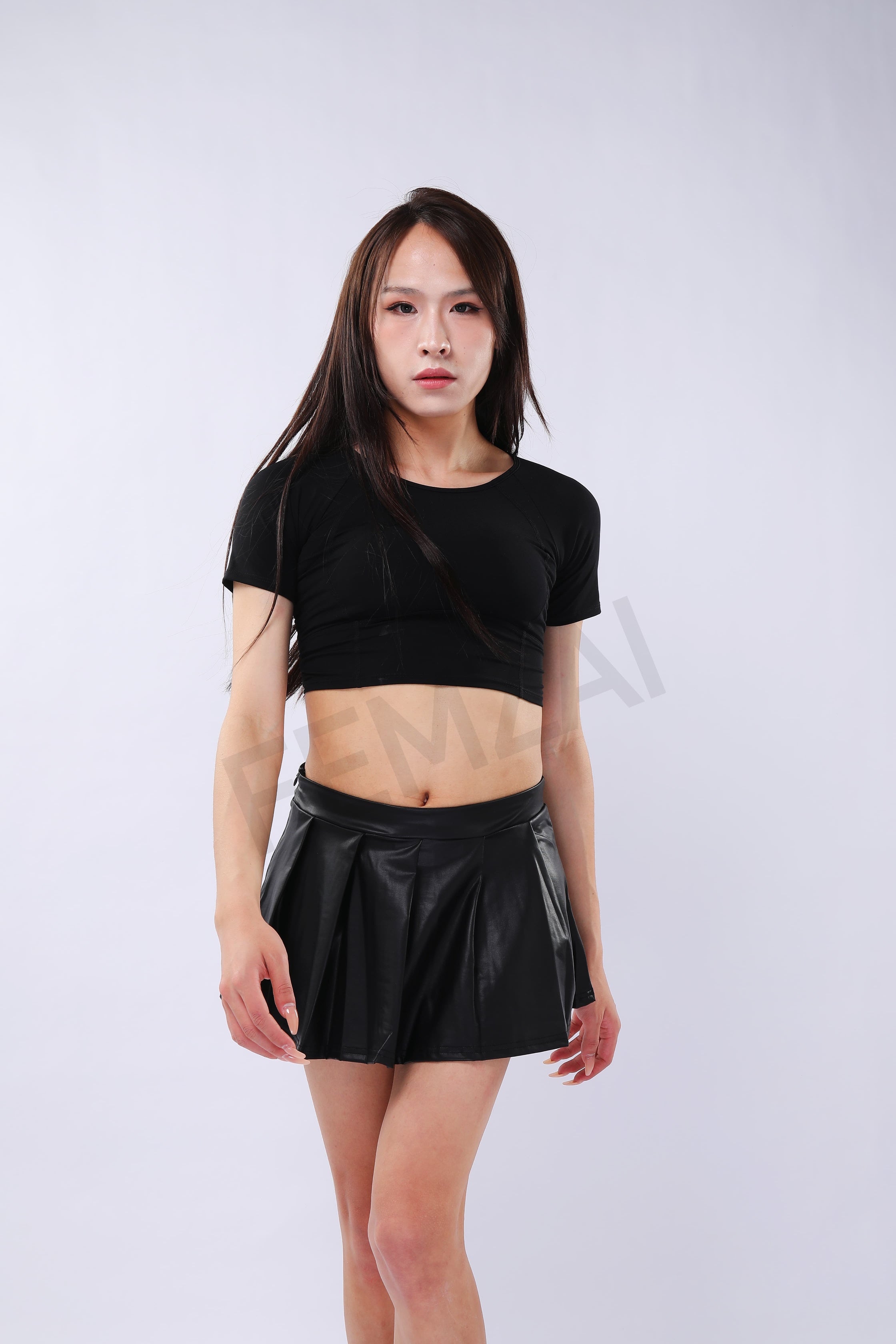 Leather Pleated Mini Skirt