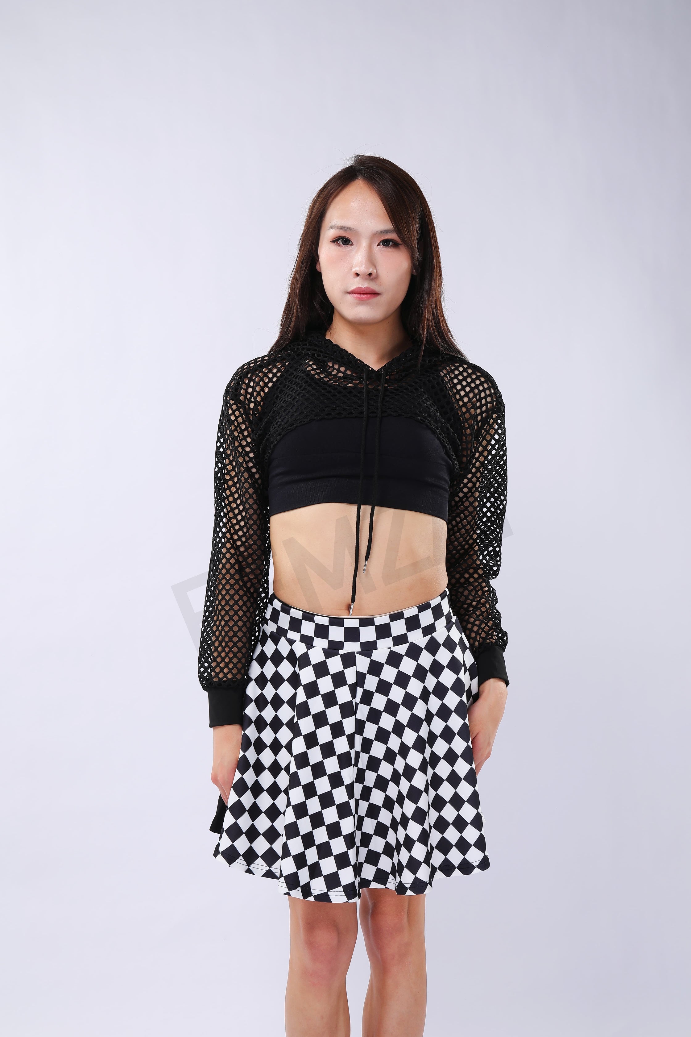 Checkboard Pattern Pleated Skirt