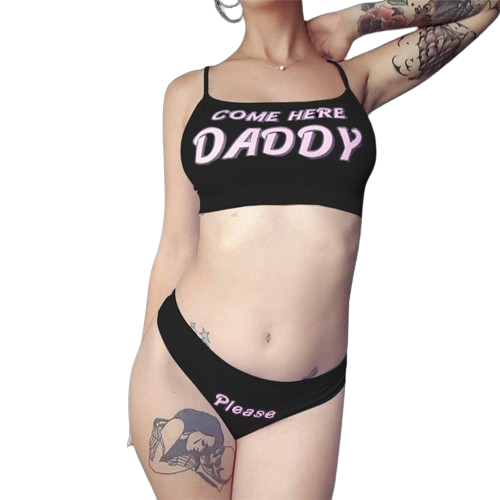 "Come Here Daddy" Vest Tops + Panties Set