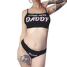 Front view of Femzai's 'Come Here Daddy' Vest Tops and Panties Set in black, showcasing bold and alluring femboy clothing design.