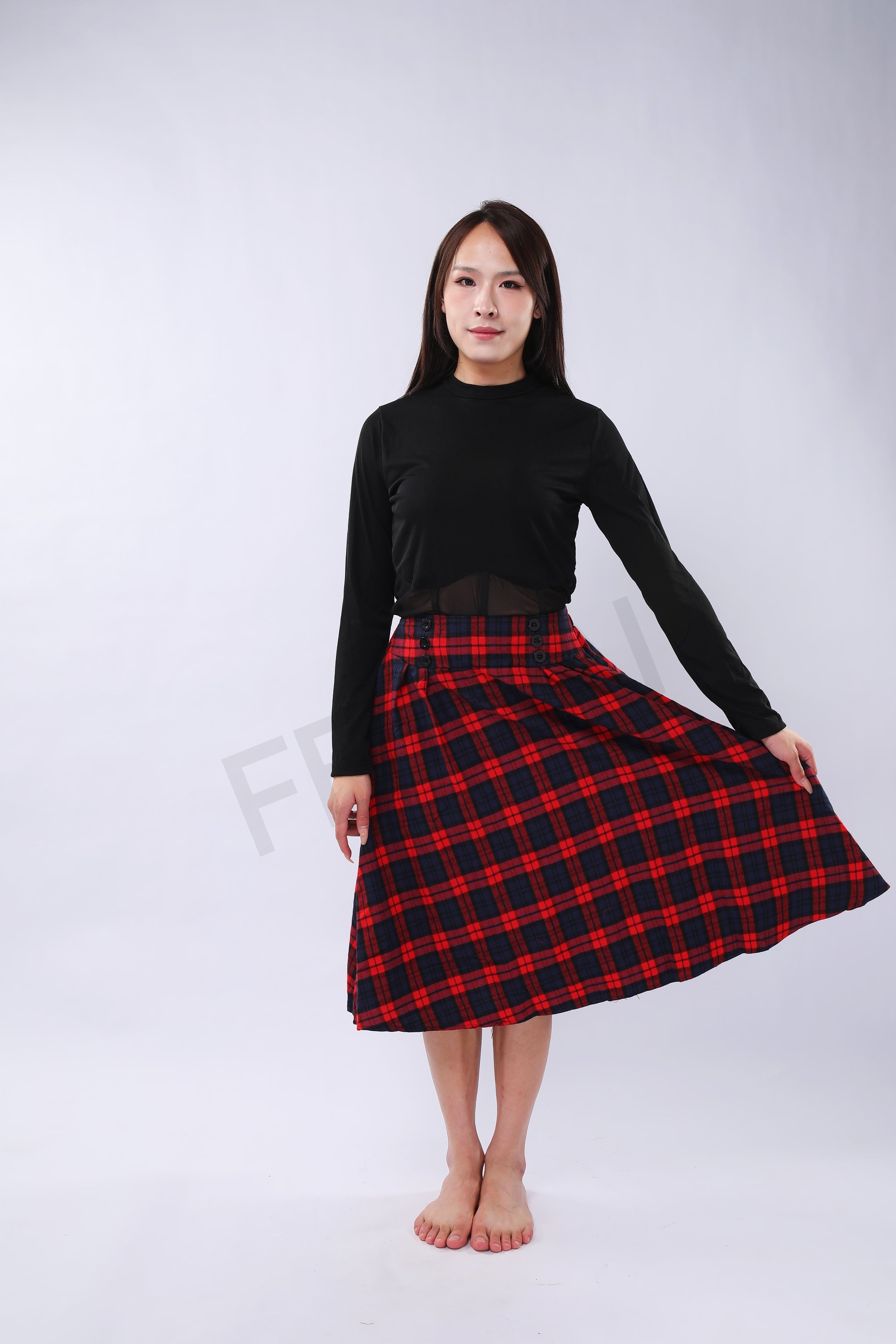 Pleated Vintage Midi Skirt
