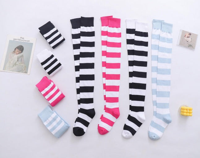 Xtra Long Striped Thigh High Socks Series I (Bundle Deal)