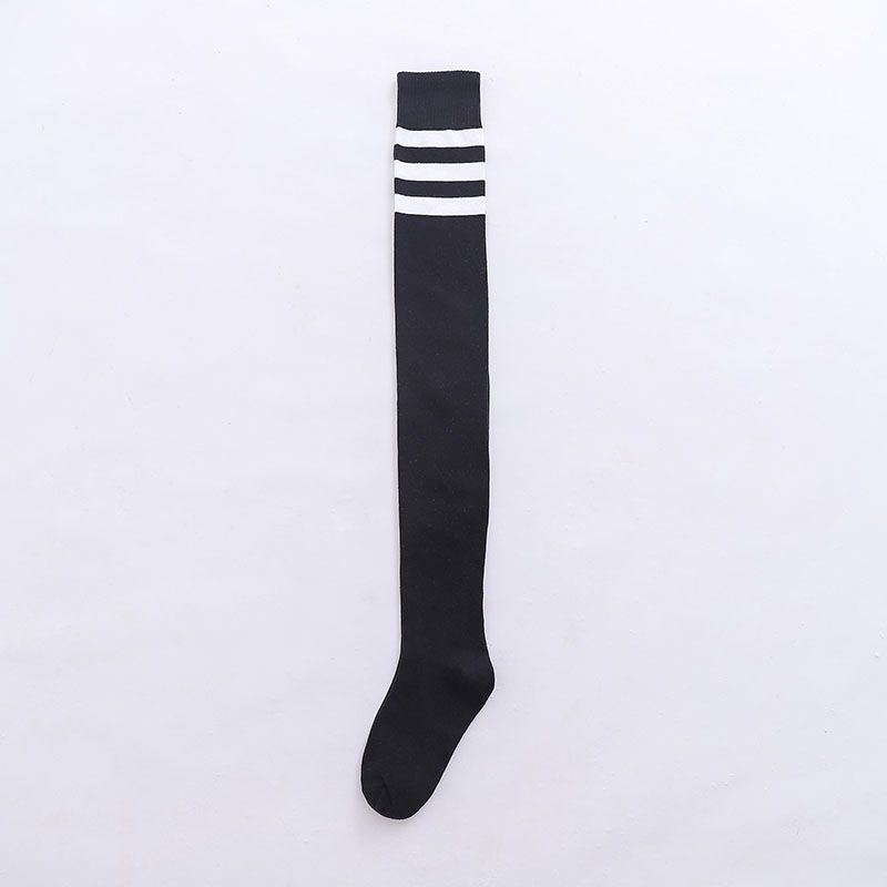 Triple Striped Thigh Highs, Black, Top View, best femboy clothing accessory