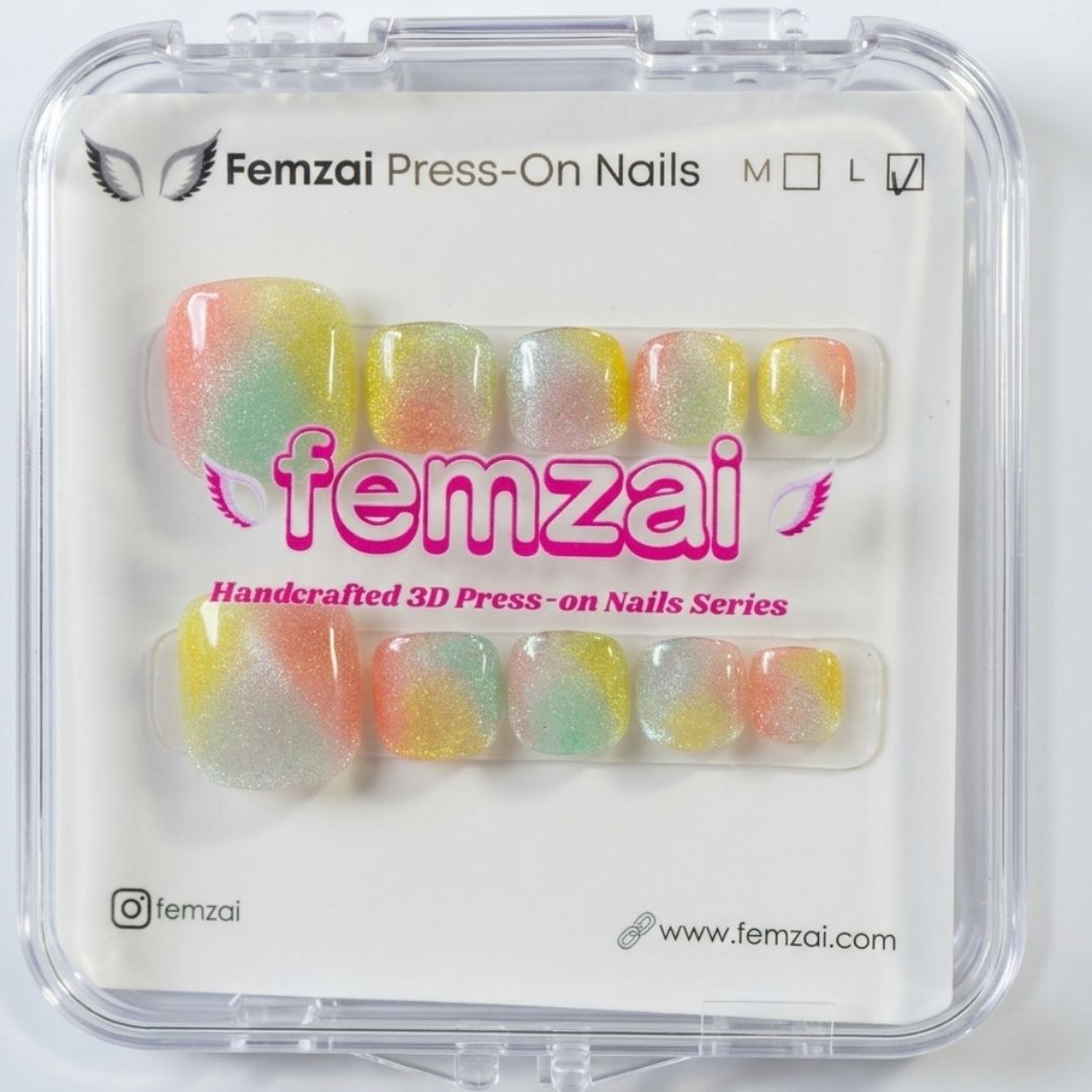 Pastel Aura Chrome Toe Nails