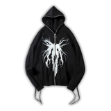 Skeletal Figurine Print Hoodie