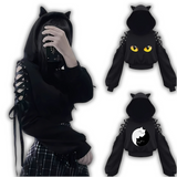 Femzai Plus Off-Shoulder Cat-Ear Hoodie