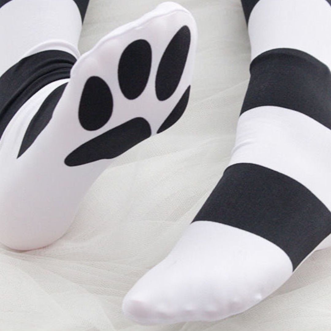 Cat Paw Striped Thigh Highs (Free Gift)