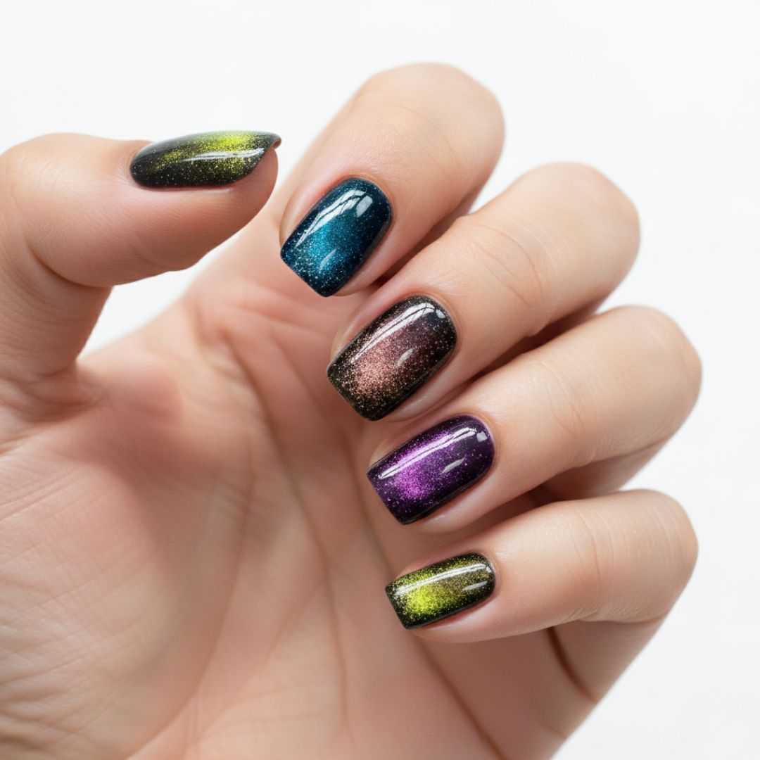 Cosmic Aura Cat-Eye Nails