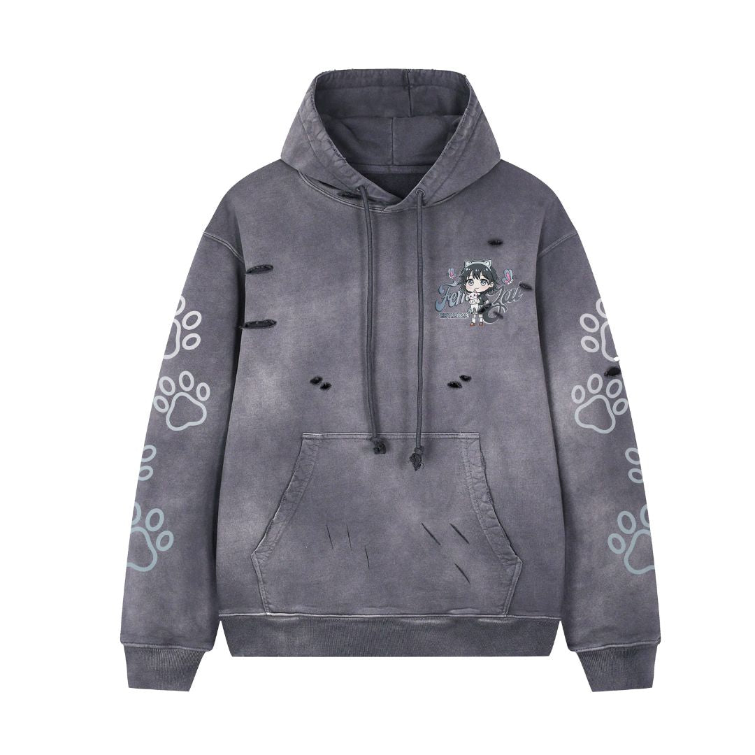 Femzai® Premium Cotton Galaxy Ripped Hoodie