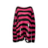 Black-Striped Loose Knitted Sweater