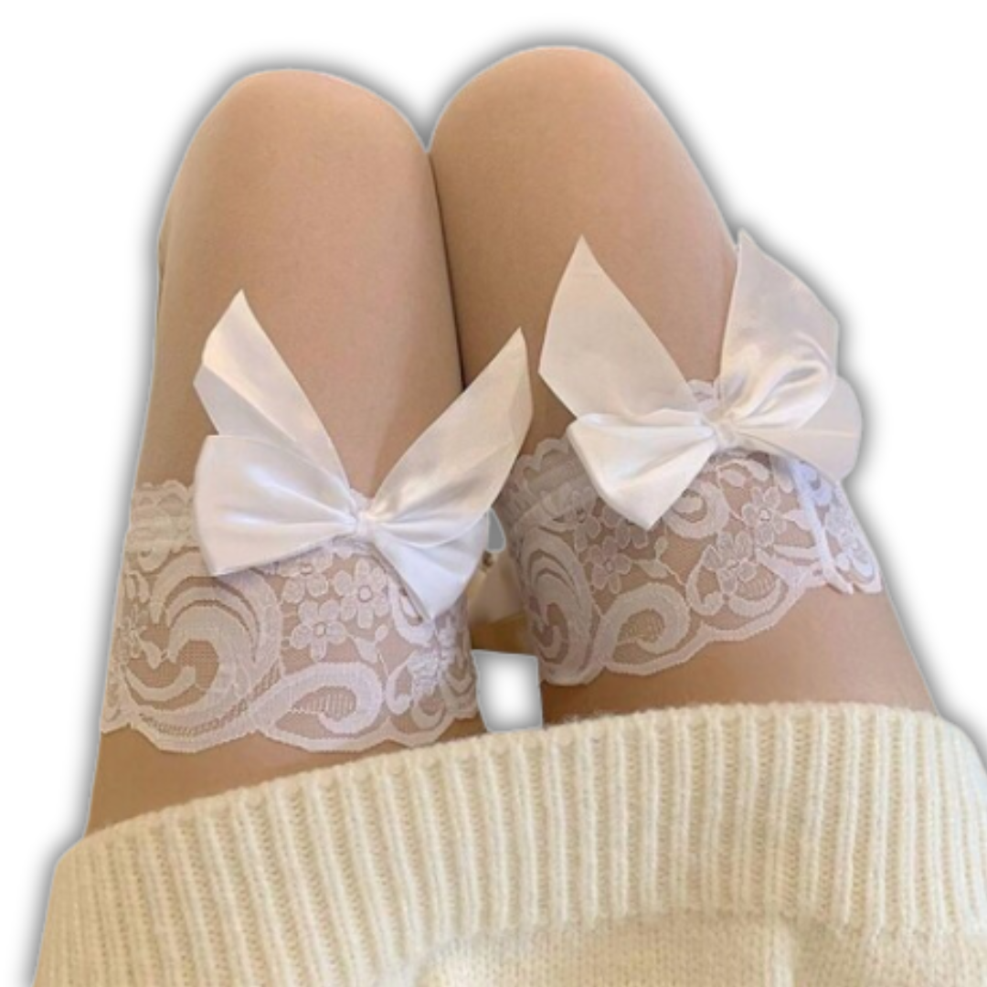 Lace bowknot stockings