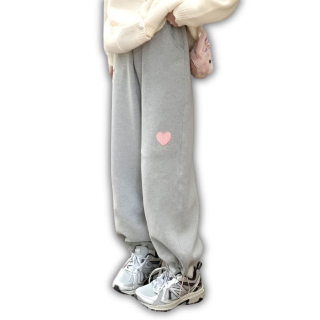 Gray Love-heart Sweatpants