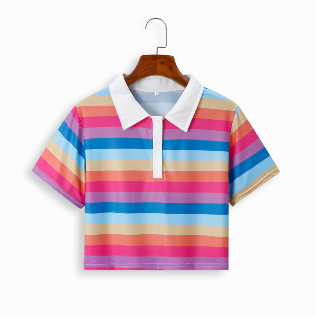 Rainbow Pop Polo Crop Top
