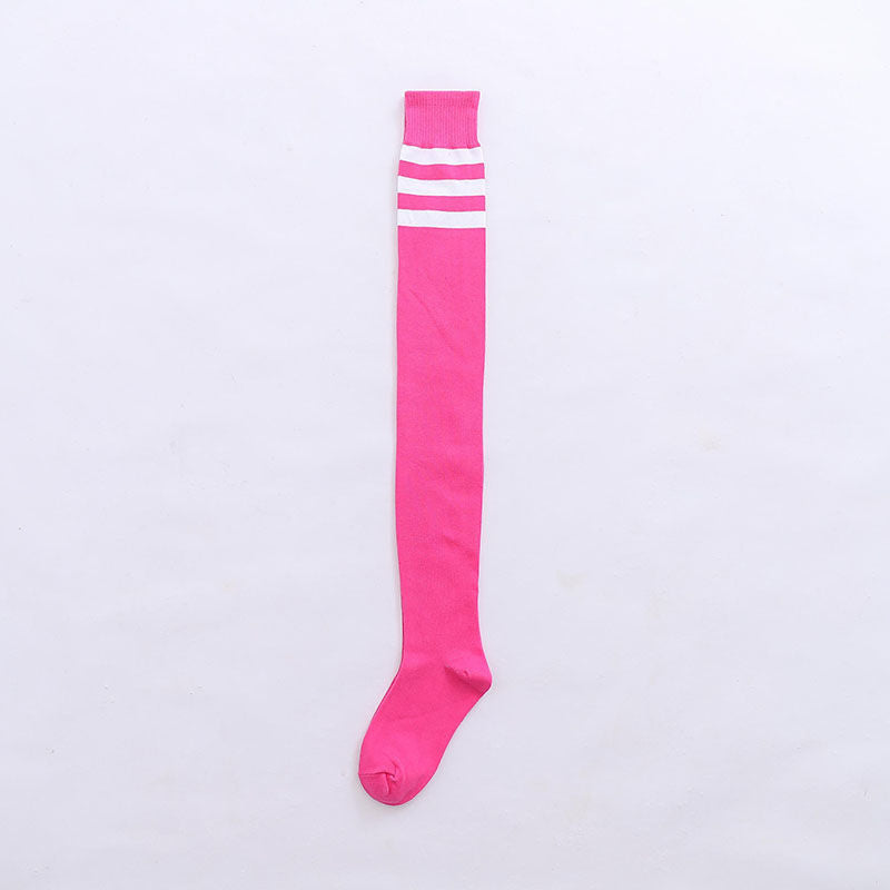 Pink Triple Striped Thigh Highs, Black, Top View, best femboy clothing accessory